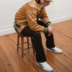 Zeta Mens Moka Latte Sneakers Suatainable Vegan Leather White 10.5 EU 44